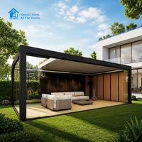 Pergola en aluminium haut de gamme Sweet Home avec lames orientables télécommandées, structure extérieure étanche et éclairage LED intégré
