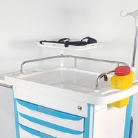 Chariot médical d'urgence moderne en métal de haute qualité pour hôpital, chariot de secours à 5 tiroirs en aluminium durable pour clinique et soins intensifs
