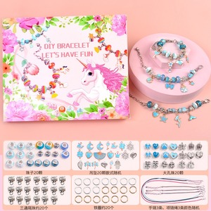 Vendite calde gioielli per ragazze sorpresa scatola cieca <span class=keywords><strong>Set</strong></span> braccialetto in metallo per ragazze popolare braccialetto con ciondoli per bambini che fa gioielli kit - Product Image 2