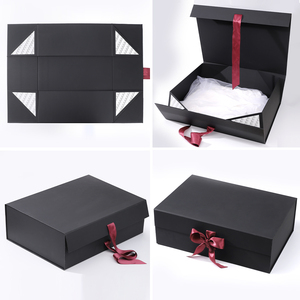 Vente en gros de boîte cadeau en carton recyclable noir de luxe de qualité supérieure emballage magnétique pliable avec logo personnalisé revêtement UV gaufré - Product Image 2