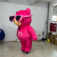 Ballon gonflable d'ours rose d'accessoires de festival de rock, costume gonflable géant d'ours en peluche