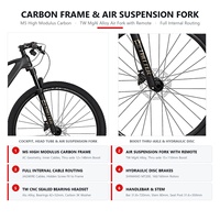 Vélo de montagne TWITTER M5 en fibre de carbone, WheelTop EDS OX-13S sans fil 13 vitesses 29 pouces, cadre rigide, fourche à air, freins à disque hydrauliques