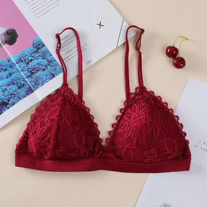Produttori di vendita calda Sexy pizzo senza anello in acciaio biancheria intima da donna coppa a triangolo staccabile reggiseno francese regolabile ragazze tubo Top - Product Image 6