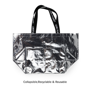 Thân thiện với môi tái sử dụng bạc kim loại PP nhiều lớp mua sắm túi có thể gập lại cho thuận tiện quà tặng chương trình khuyến mãi hoặc bao bì - Product Image 4