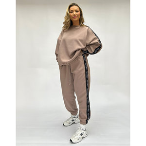 Taupe pantaloni da jogging a vita alta loungwear Pea Street Logo - Product Image 2