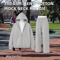 Ensemble survêtement unisexe oversize avec sweat à capuche zippé et pantalon de jogging, 500g, en polyester et coton tricoté, avec poches, style streetwear