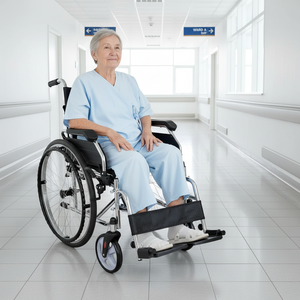 C910 स्टील क्रोमड फ्रेम फोल्डेबल बैकरेस्ट डिचेबल पु आर्मरेस्ट स्टील कार्यात्मक मैनुअल व्हीलचेयर - Product Image 5