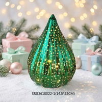 Boule en verre verte avec lumière LED pour la décoration de Noël et la décoration de la maison
