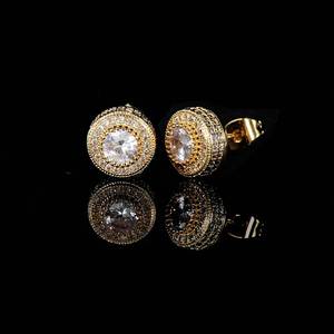 Elegant High End Small Quantity Accessories Wholesale Round Full Zircon 925 <b>Silver</b> <b>Stud</b> Men Earrings - Product Image 5