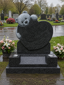Pierre tombale en granit Teddy Bear en forme de cœur, style américain traditionnel, sculpture sur pierre pour cimetière - Product Image 6