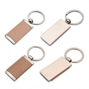 Porte-clés rectangulaire en bois durable, double face, avec logo gravé au laser, grain de bois, prix usine OEM, vente en gros - Product Image 1