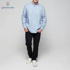 Superior Modern Design Men's Shirt Dust Blue 100%Linen Long Sleeve Linen Cool Shirt For Men