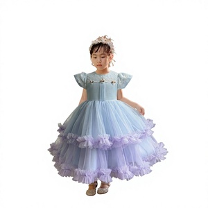 Robe de princesse élégante pour filles, manches bouffantes, dentelle, tulle, coupe trapèze, longueur genou, robe de fête, robe Koko San - Product Image 1