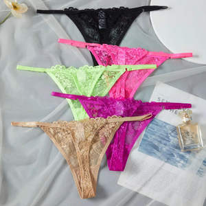 بدون خياطة من مادة البولي أميد الصلبة للسيدات سروال داخلي منخفض الارتفاع مع دانتيل أنيق قابل للتنفس سراويل داخلية نسائية مثيرة بخيط G - Product Image 1