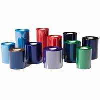 Cinta de resina para impresión de códigos de barras Factory Wash Care para etiquetas de tela, cinta de cera de transferencia térmica para impresora de etiquetas de tinta de colores rojo y azul