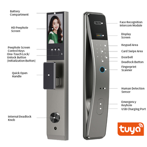 <span class=keywords><strong>Cerradura</strong></span> Inteligente para <span class=keywords><strong>Puerta</strong></span> con Reconocimiento Facial, Pantalla Táctil con Huella Dactilar, WiFi, Aplicación Tuya y Soporte para 9 Idiomas, para Puertas <span class=keywords><strong>de</strong></span> Madera, Casas y Apartamentos - Product Image 4