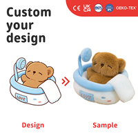 Ours en peluche personnalisé pour le bain, adorable animal en peluche marron dans une baignoire bleue avec douche, cadeau pour enfants, décoration de salle de bain