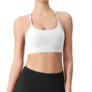 Sports Bra Women Cross Back Strappy Mesh Backless Yoga Fitness Workout Wear Solid Color S M L - Product Image 5