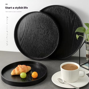 Round Rustic Serving Tray, Stained Round Serving Tray, Rustic Wood and Black Metal Serving Tray, Rustic Wood Serving Tray, Farmhouse Tray