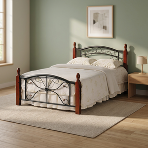 Metal <b>Bed</b> JPS 310099 Bedroom Modern Home Furniture Upholstery Leather Fabric PVC PU Wooden Metal Queen King <b>Single</b> Malaysia - Product Image 3