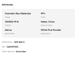 99% Ceramida NP 3 Polvo Fino Blanco CAS 100403-19-8 Materia Prima Cosmética Hidratante para Reparación de la Piel - Product Image 6