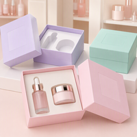 Boîte rigide en carton gris écologique, étiquetée sous marque privée, avec insert en EVA pour coffret cadeau de maquillage et cosmétiques, couvercle et base inclus.