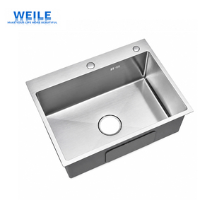Lavello <span class=keywords><strong>da</strong></span> Cucina Personalizzato in Acciaio Inox SUS304 Spazzolato 24x18x8.4 Pollici con Scarico e Troppopieno, Lavello <span class=keywords><strong>da</strong></span> <span class=keywords><strong>Esterno</strong></span> con Foro Singolo per Mobile Cucina - Product Image 1