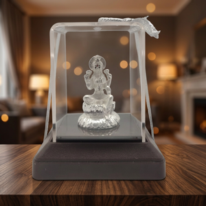 Ídolo de la Diosa Laxmi hecho a mano en plata, en caja de cristal transparente, para el hogar, templo, sala de Puja, arte religioso y decoración festiva. - Product Image 5