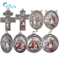 Collier pendentif médaille religieuse catholique Saint Charles Borromée avec centre de chapelet, médaille personnalisée Saint Charles Borromée