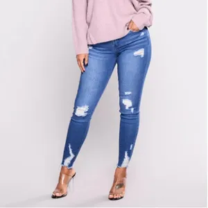 Plus Size Ripped Jeans Women Sexy Skinny Denim Jeans Fashion Streetwear Casual Pencil Pants Female Stretch Mom Jeans