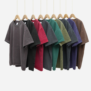 Maglietta Sportiva da Uomo in Cotone Pesante Lavato Stile Retrò Slim Fit Tinta Unita 230G - Product Image 1