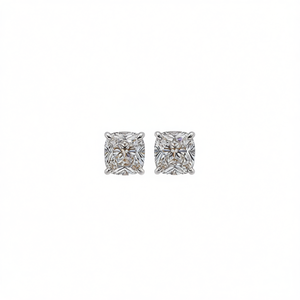 Orecchini in Oro Bianco con Diamanti Taglio Principessa, Colore D, Certificati GIA, Gioielli Classici da Donna per Fidanzamento - Product Image 1