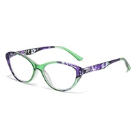 Lunettes de lecture œil de chat Floral Anti-lumière bleue Lunettes presbytes élégantes pour femmes Lunettes de lecture style rétro