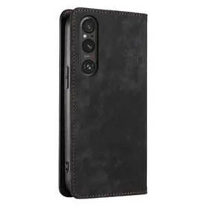 Wallet PU Leather Mobile Phone Case Strong Magnetic Phone Cover For Sony Xperia 1 V