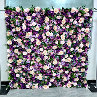 Décoration de mariage, arrangement floral fait main, toile de fond enroulable 8*8 pieds, mur de fleurs coloré pour événements et fêtes