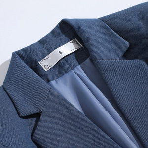 Blue Women's Blazer Slim Fit Solid Color Viscose Fiber Worsted Spring Autumn Professional Suit Jacket - Product Image 4