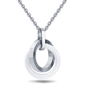Ensemble collier et boucles d'oreilles en céramique et acier inoxydable, géométrique rond de 16 mm, pour femmes, bijoux de fête - Product Image 3