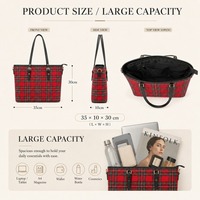 Tas Tote Plaid Custom untuk Wanita OEM ODM Kapasitas Besar Tas Selempang Resleting Bahan Tartan Label Pribadi Tas Fashion