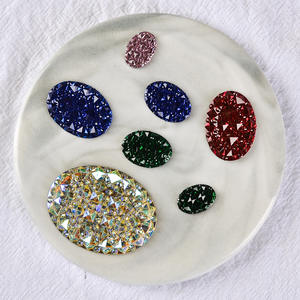 Adesivo in resina di lusso <span class=keywords><strong>per</strong></span> scarpe con diamanti in resina acquatica con fondo piatto e strass eleganti di forma ovale - Product Image 3