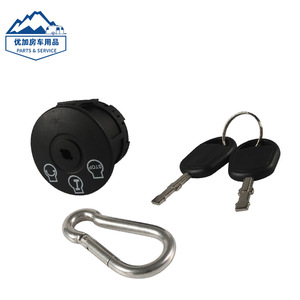 Cylindre de serrure tubulaire avec 2 clés, noir, zingué, pour machines agricoles et interrupteur d'allumage de tondeuse à gazon - Product Image 1