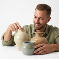 Vase de table en céramique noire mate, style Art déco moderne, avec doubles poignées en boucle, décoration de luxe pour les mariages, les fêtes et les hôtels