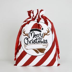 Sac de Noël en toile de luxe 45*63cm, sac du Père Noël personnalisable avec motif Joyeux Noël, sac de Noël en toile, directement de l'usine - Product Image 5