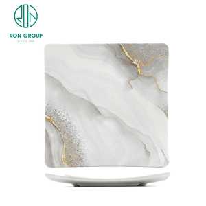 Vaisselle en mélamine blanche personnalisée moderne, assiette carrée pour dessert, salade, dîner, service pour la maison, <span class=keywords><strong>restaurant</strong></span>, couverts - Product Image 4
