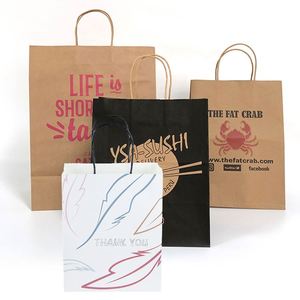 Sacs à emporter en papier kraft recyclé, sacs fourre-tout personnalisables avec poignée, pour la promotion, les supermarchés et les épiceries - Product Image 2