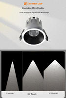 Spot LED encastré moderne IP20 6000K anti-éblouissement à cadre étroit COB profond en aluminium 7W 12W 20W pour salon