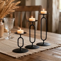 Porte-bougie en métal minimaliste, décoration géométrique, centre de table, salle à manger