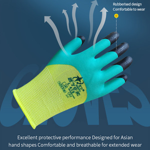 Guantes Cómodos, Resistentes a la Abrasión, Antideslizantes, Xingyu L428, Transpirables, con Puño de Punto Recubierto de Látex, 24CM, Verde y Azul, Personalizables - Product Image 6