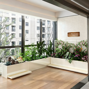 Bac <span class=keywords><strong>de</strong></span> plantation en métal revêtu écologique, carré ou rectangulaire, avec bac d'arrosage intégré, pour jardin, balcon, <span class=keywords><strong>terrasse</strong></span>, extérieur moderne, finition poudrée - Product Image 1