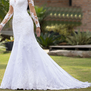 OXGIFT 25 Estilos de Vestidos de Novia de Lujo Elegantes Simples Cortos de Encaje Blanco Modestos Estilo Sirena para Novias Mujeres 2024 - Product Image 4