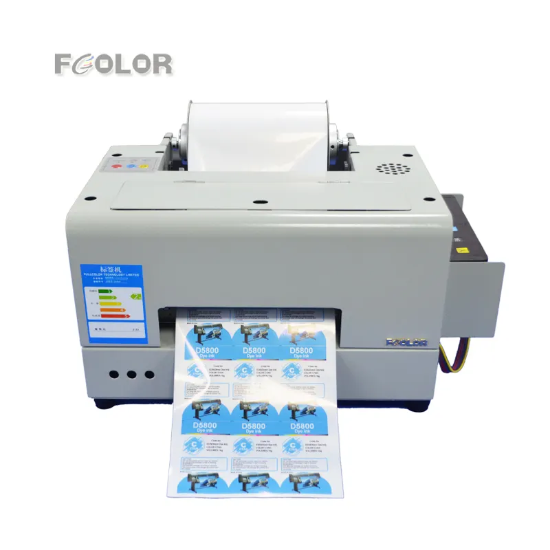 Fcolor A4 Roll Digitale Gemodificeerde Inkjet Kleur Sticker Label Printer 6 Kleuren